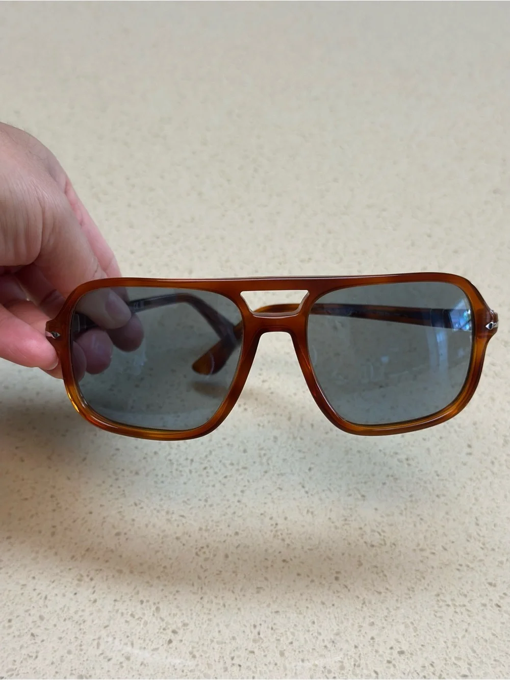 Persol Brown Tortoiseshell Frame Sunglasses with Gray Lenses